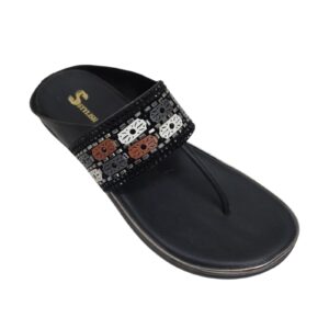 Women’s Ethnic Embellished Toe-Ring Flat Sandals – Stylish Casual Slip-On Flats