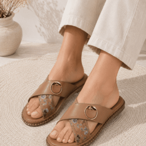 Women's Elegant Buckle Cross-Strap Comfort Slides